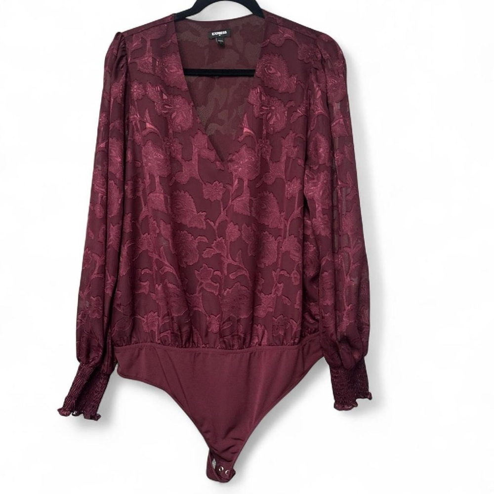 Express Deep Red Floral Bodysuit